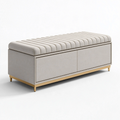 Banc coffre de rangement 120 x 45 x 48 cm tissu beige style contemporain