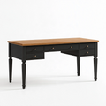 Bureau 160 x 70 x 76 cm en bois marron et noir avec 5 tiroirs style classique