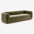 Canapé 3 places 220 x 95 x 75 cm en velours vert olive style contemporain