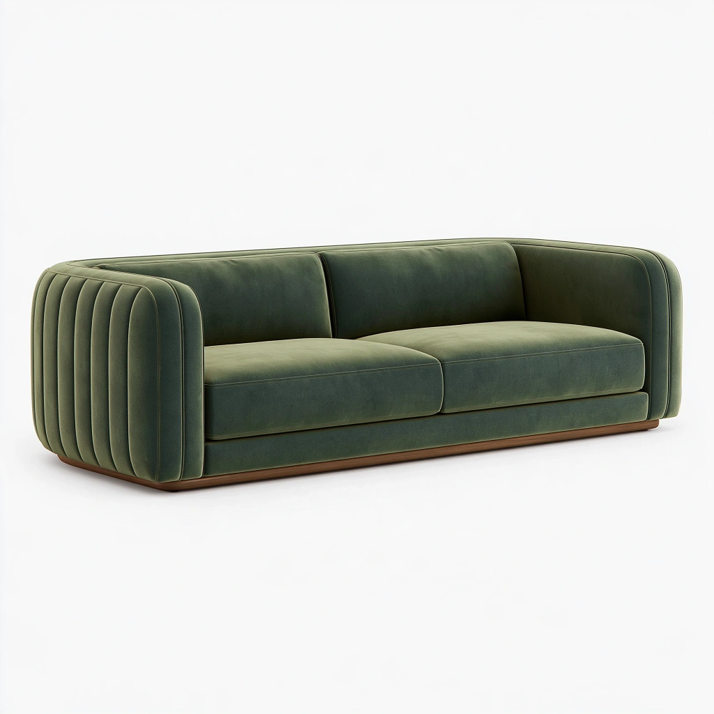 Canapé 3 places 220 x 90 x 75 cm en velours vert style contemporain