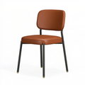 Chaise de salle à manger 48 x 55 x 80 cm en similicuir marron style contemporain