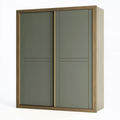 Armoire de rangement 120 x 60 x 200 cm en panneaux de bois vert olive et brun - 2 portes coulissantes