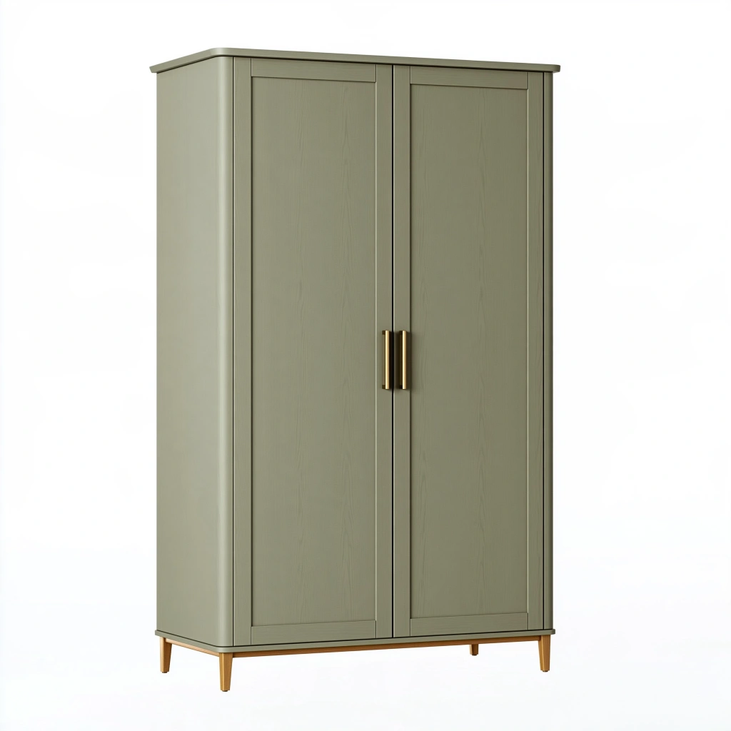 Armoire de rangement 100 x 55 x 190 cm en bois vert sauge à 2 portes style contemporain