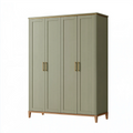 Armoire 4 portes 160 x 55 x 200 cm vert olive effet bois style classique