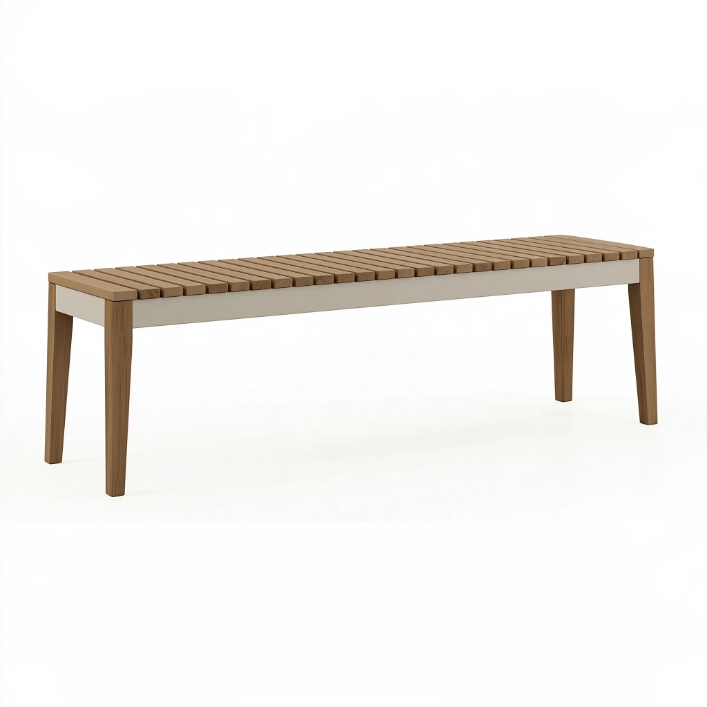 Banc 140 x 40 x 45 cm en bois marron et gris au design à lattes
